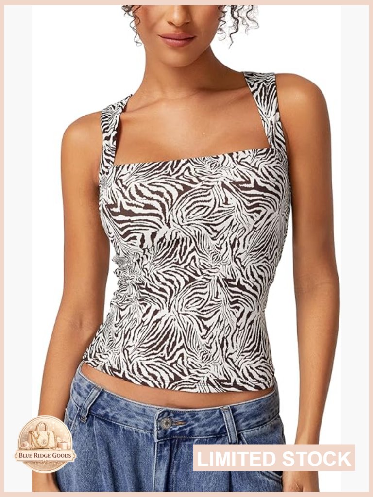 Square Neck Sleeveless Double-Layer Tank Top Basic Tight T Shirt